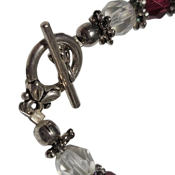 Elegant Red Clear Crystal Beaded Bracelet Toggle Clasp Fashion Jewelry Women - Picture 3 of 4